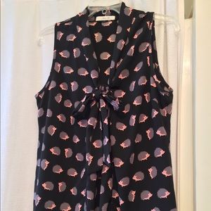 Tie front hedgehog blouse
